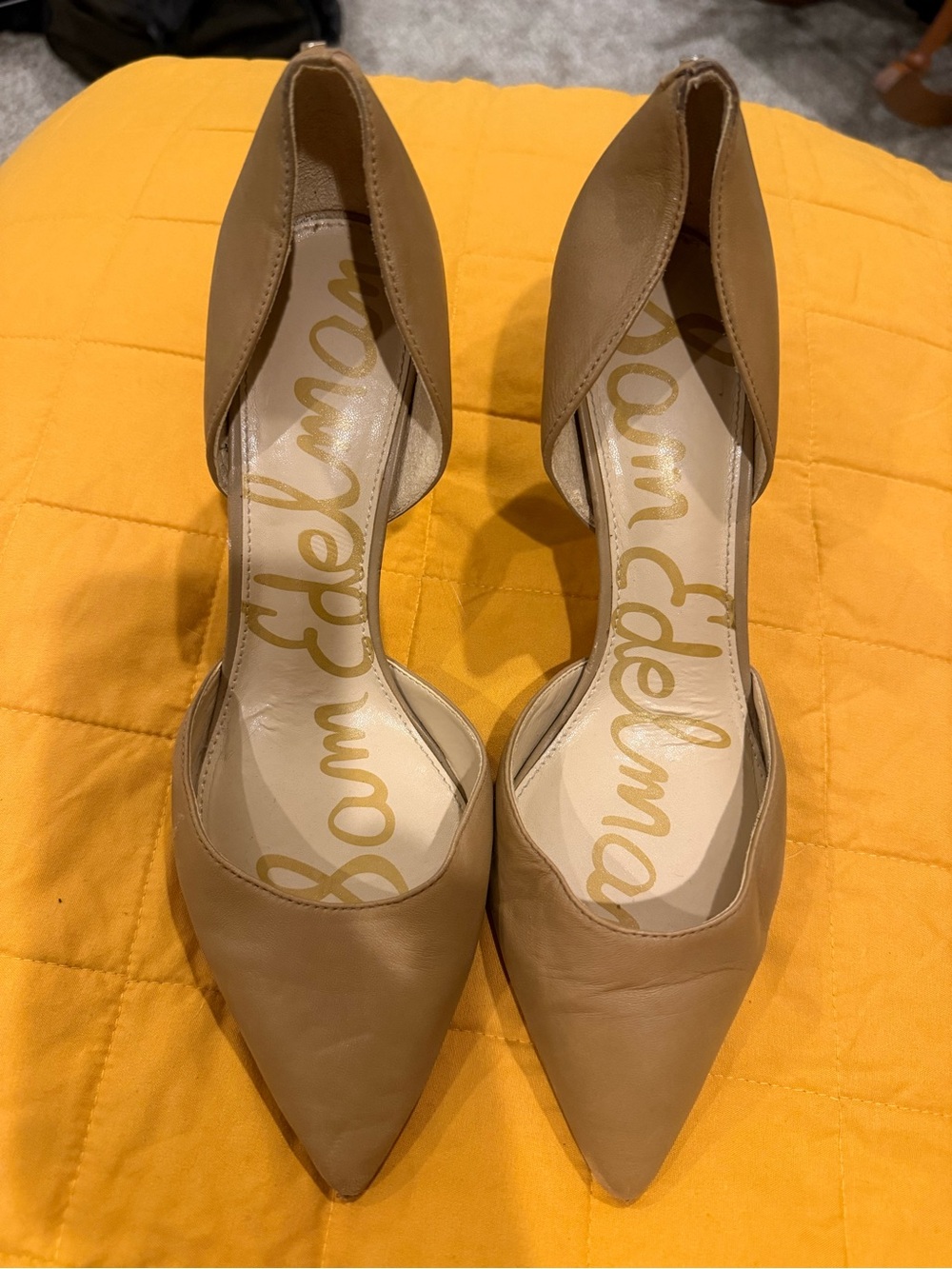 Sam Edelman D'Orsay Pointed Toe Heels in Tan